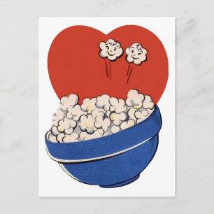 Retro Cute Humor, Popcorn för Movies! Vykort