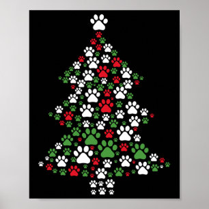 Retro Cute Julafton Hund Paw Skriv ut Puppy Julgra Poster