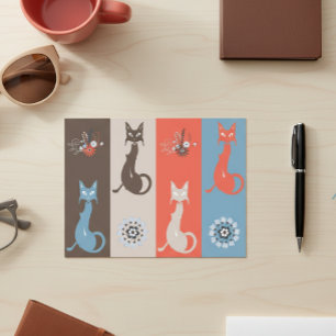 Retro Cute Kattunge Mid Century Cat Orange Brown Vykort