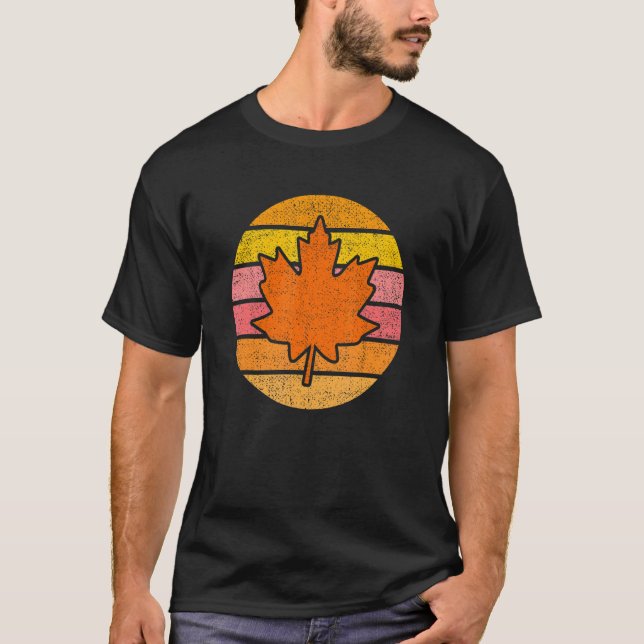 Retro Cute Maple Löv Lycklig hösten Thanksgi T Shirt (Framsida)