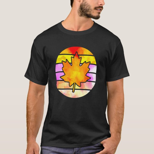Retro Cute Maple Löv Lycklig hösten Thanksgivi T Shirt (Framsida)