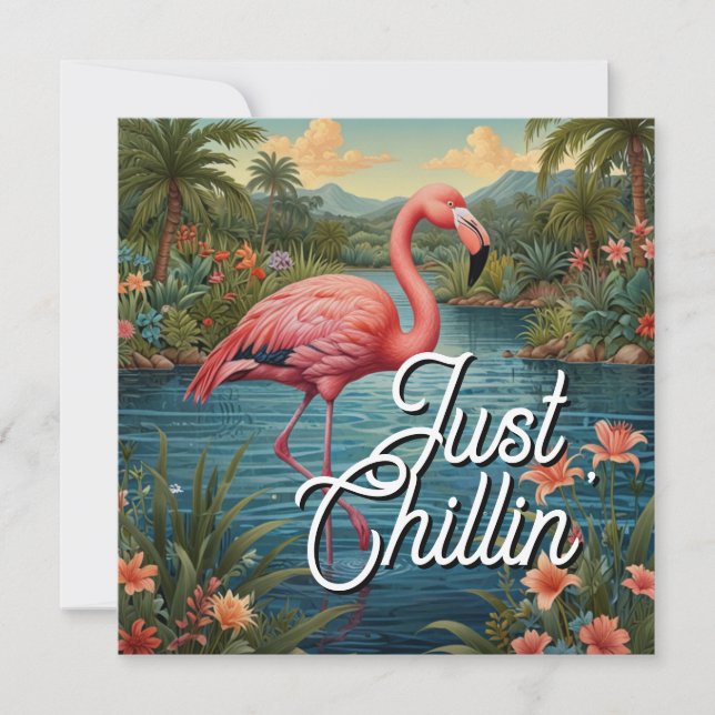 Retro cute pink flamingo tropical paradise   (Framsida)