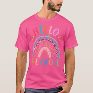 Retro Cute Rainbow Hej Preschool Lycklig tillbaka T Shirt