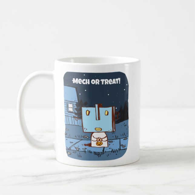 Retro Cute Robot Halloween Mugg (Vänster)