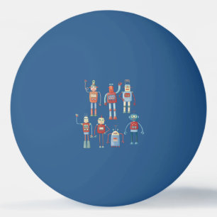 Retro Cute Robots Pingisboll