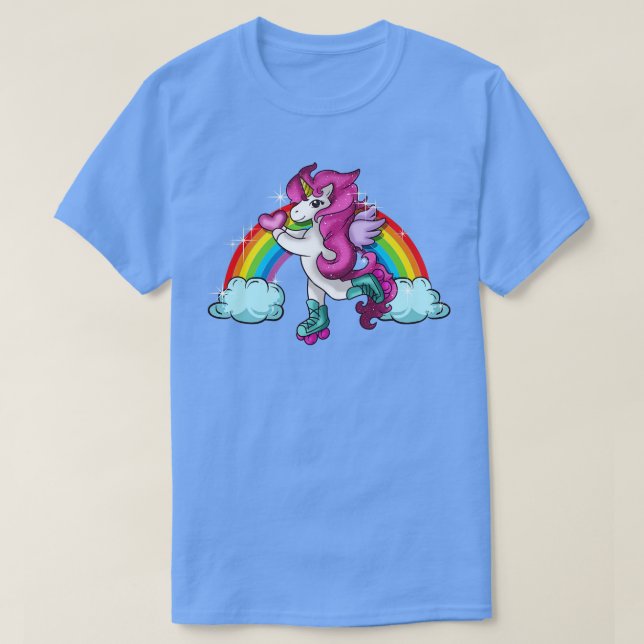 Retro Cute Roller Skating Unicorn Skate Girly T Shirt (Design framsida)