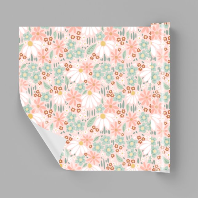 Retro Cute Rosa Wildbloms Daisy Kids Presentpapper (Skapare uppladdad)