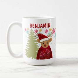 Retro Cute Rudolph The Red Nose Reindeer Christmas Kaffemugg