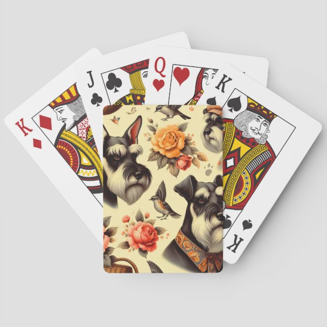 Retro Cute Schnauzer Illustration Casinokort (Baksidan)