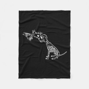 Retro Cute Skeleton Hand Boop Hund Funny Halloween Fleecefilt