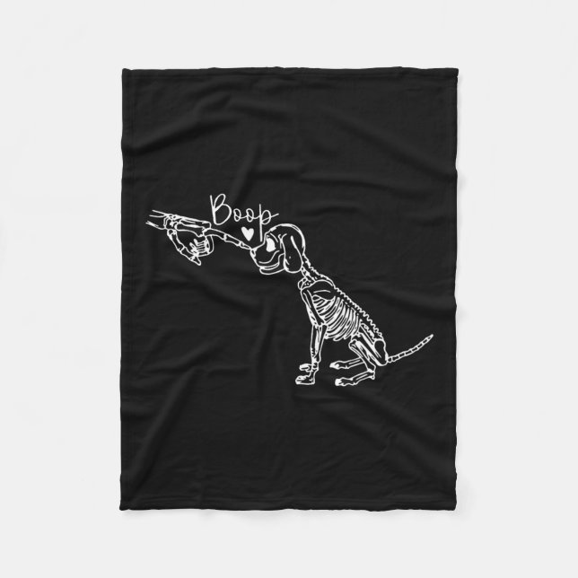 Retro Cute Skeleton Hand Boop Hund Funny Halloween Fleecefilt (Framsidan)