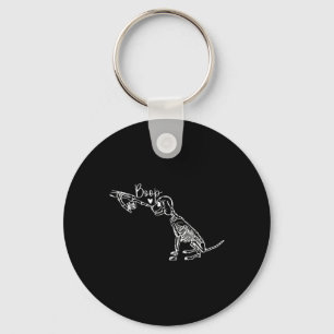 Retro Cute Skeleton Hand Boop Hund Funny Halloween Nyckelring