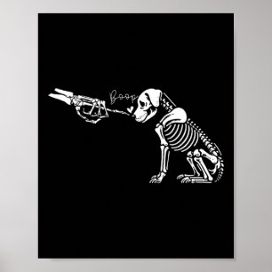 Retro Cute Skeleton Hand Boop Hund Funny Halloween Poster