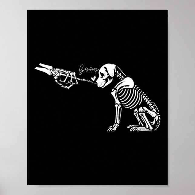 Retro Cute Skeleton Hand Boop Hund Funny Halloween Poster (Framsidan)