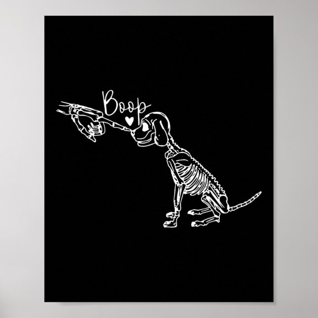 Retro Cute Skeleton Hand Boop Hund Funny Halloween Poster (Framsidan)