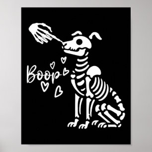 Retro Cute Skeleton Hand Boop Hund Funny Halloween Poster