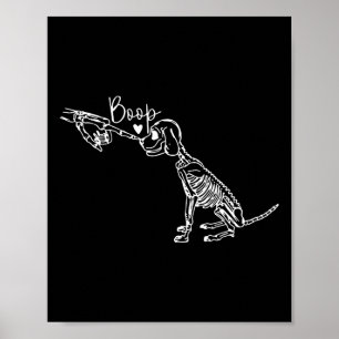 Retro Cute Skeleton Hand Boop Hund Funny Halloween Poster