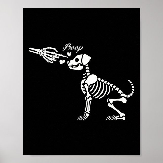 Retro Cute Skeleton Hand Boop Hund Funny Halloween Poster (Framsidan)
