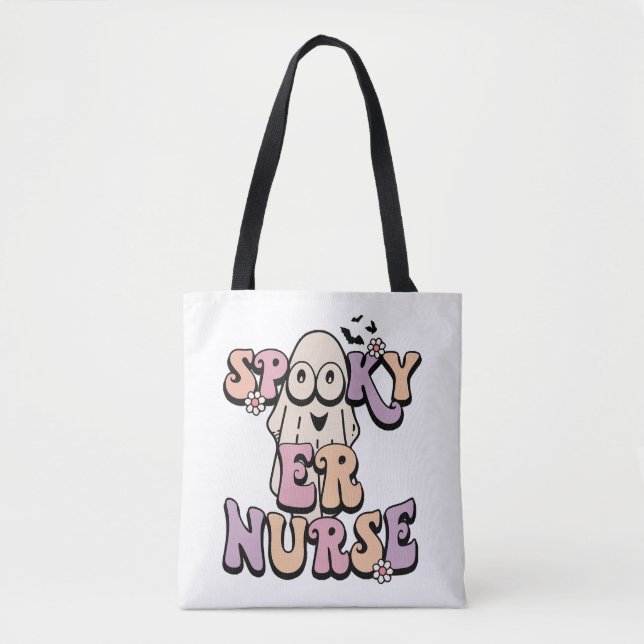 Retro Cute Spooky ER Nurse Halloween Tygkasse (Framsida)