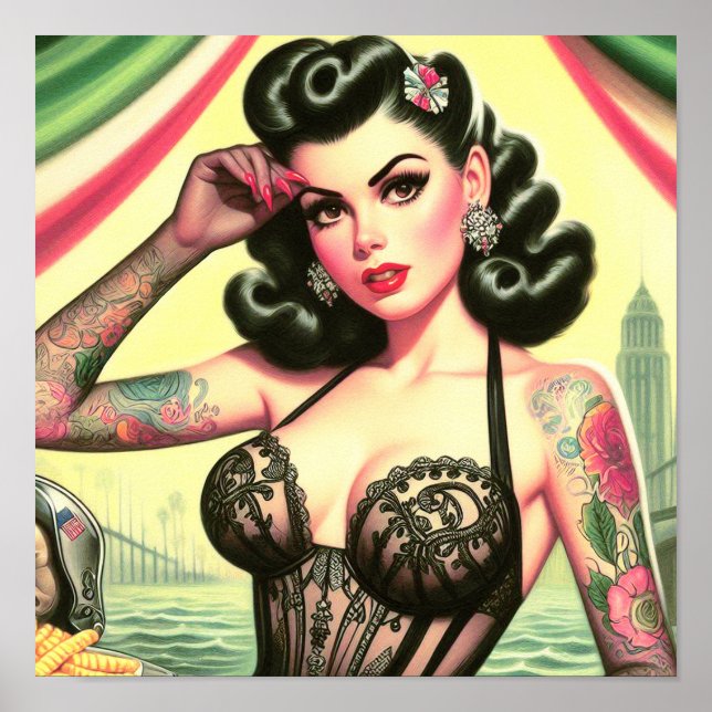 Retro Cute Tattoed Pin-up Poster (Framsidan)