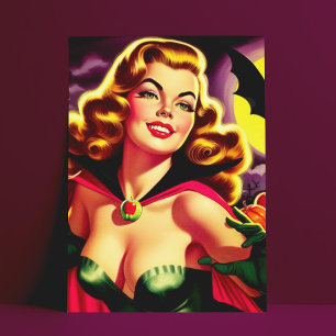 Retro Cute Vampire Pin-up Vykort