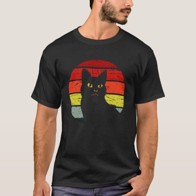 Retro Cute Vintage Stil Cat 2 T Shirt (Framsida)
