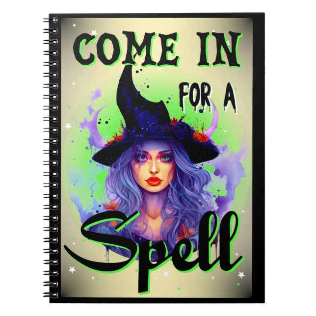 Retro Cute Witchy Halloween Anteckningsbok (Framsidan)
