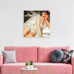 Retro Cute Woman 50 Pin-up Canvastryck