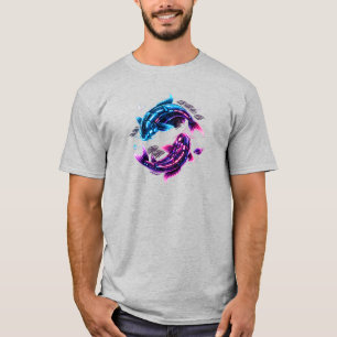 Retro Cyber Koi Fisk Neon Japanska Vaporwave T-Shi T Shirt