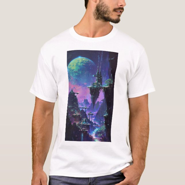 Retro Cyberpunk 1980 s målning T-Shirt (Framsida)