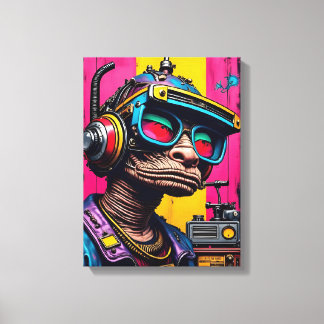 Retro Cyberpunk Alien - Neon Streetwear Sci-Fi Art Canvastryck