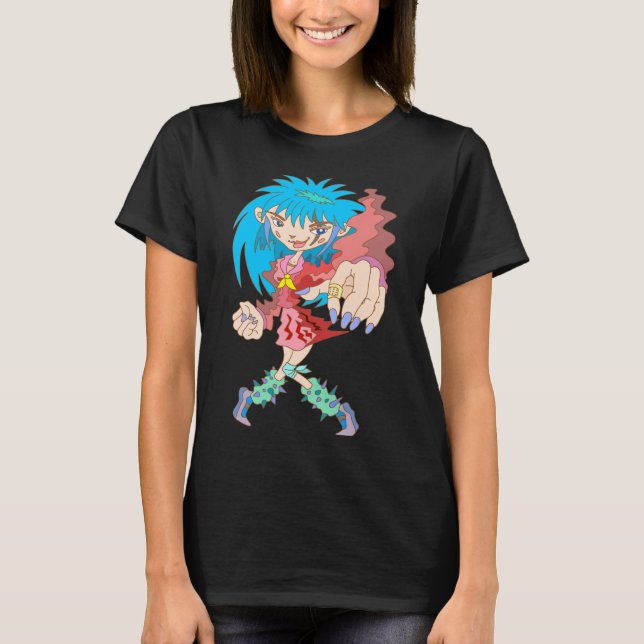 Retro Cyberpunk-flicka. T Shirt (Framsida)