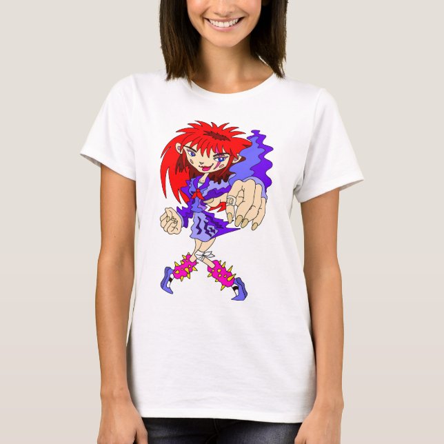 Retro Cyberpunk-flicka. T Shirt (Framsida)