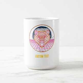 Retro Cyberpunk Geometrisk Björn Neonkonst Grafik Kaffemugg