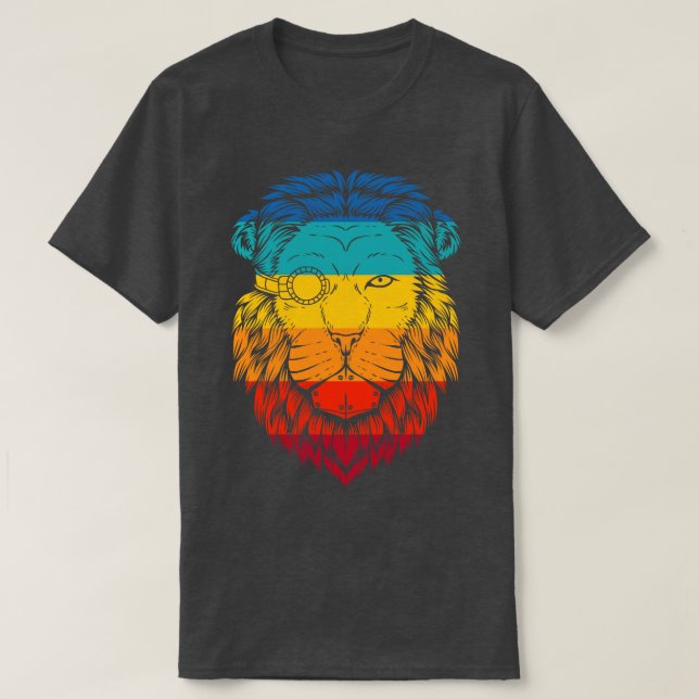 Retro Cyberpunk Lejon T Shirt (Design framsida)