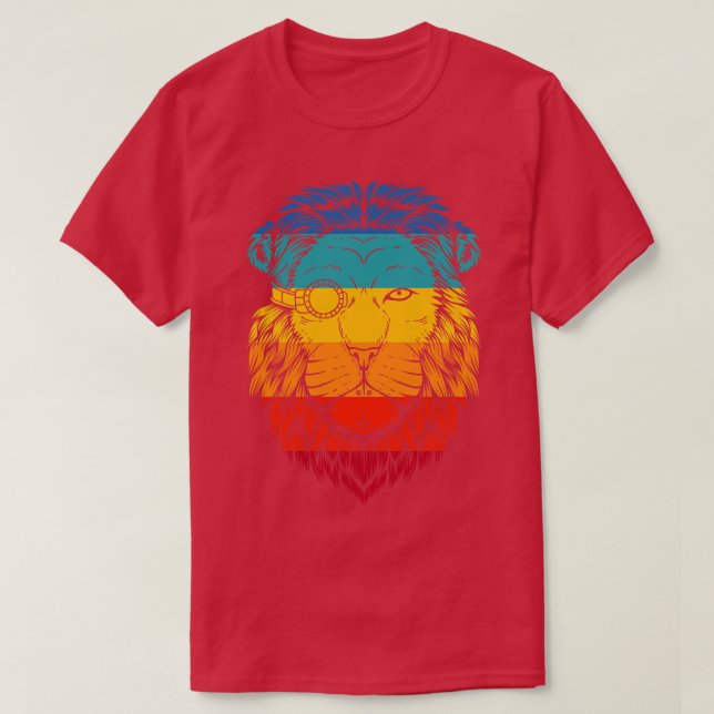 Retro Cyberpunk Lejon T Shirt (Design framsida)
