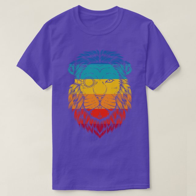 Retro Cyberpunk Lejon T Shirt (Design framsida)
