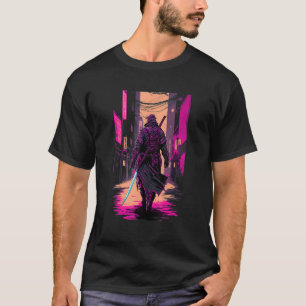 Retro Cyberpunk Samurai japansk Vaporwave Aesthet T Shirt