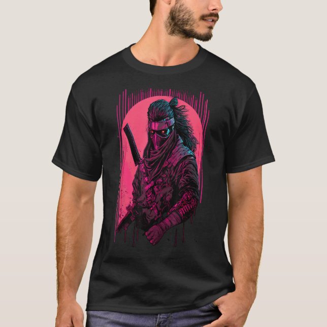 Retro Cyberpunk Samurai Shirt Japanskt Vaporwave A T (Framsida)