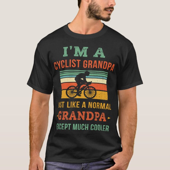 Retro Cyclist Grandpa Shirt - Grandfather Cycling  T Shirt (Framsida)