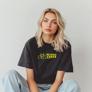 Retro cykel Tjej Ironi svart gul T Shirt