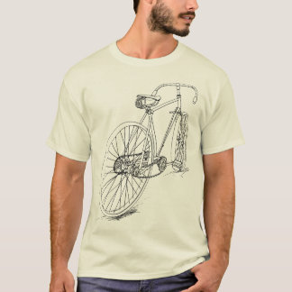 Retro cykelteckningdesign i svart tee shirt