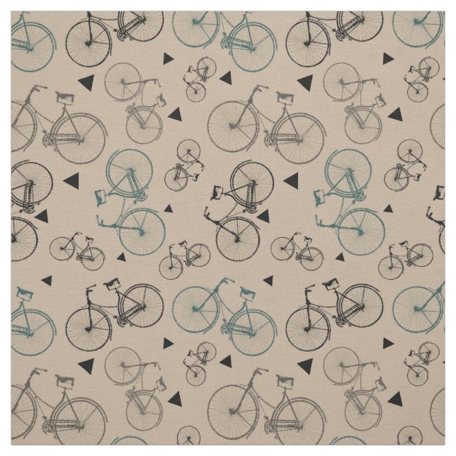 Retro cykeltryck för mönster Fabric|Gray på Tyg (Provkarta)
