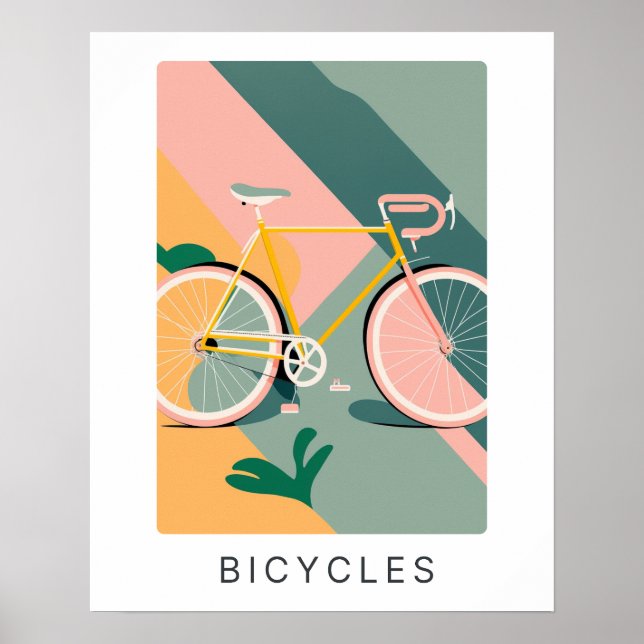 Retro-cykelutskrift i pastellform | TRANSPORT Poster (Framsidan)