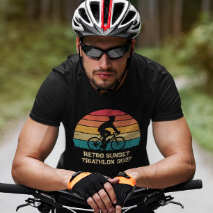 Retro Cykling Solnedgång Anpassad Triathlon T Shirt