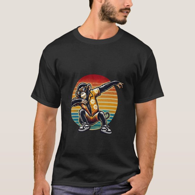 Retro Dab Dancing Chimpanzee Monkey med Sunglasse T Shirt (Framsida)