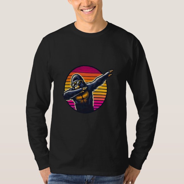Retro Dab Dancing Gorilla Monkey med Sunglasses M T Shirt (Framsida)