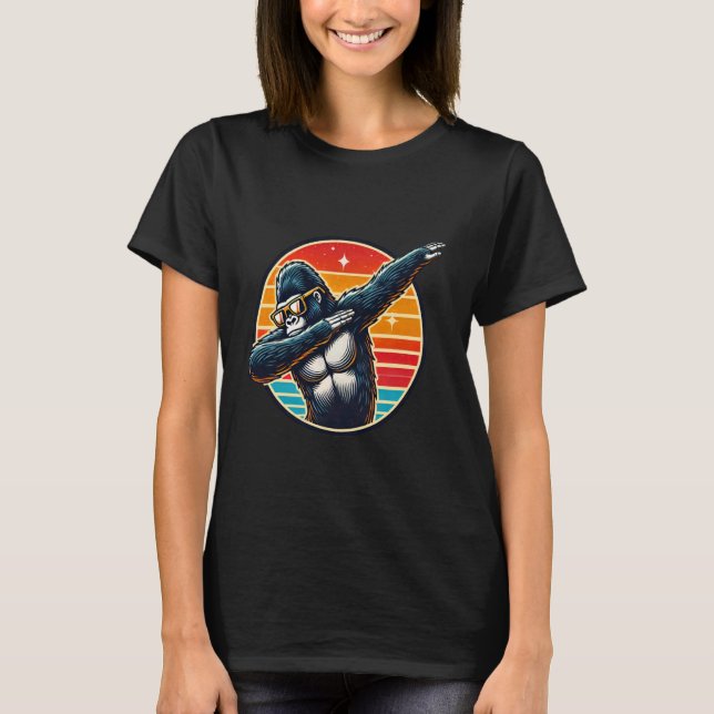 Retro Dab Dancing Gorilla Monkey med Sunglasses M T Shirt (Framsida)