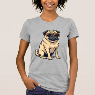 Retro Dabbing Mops med Solglasögon Rolig Hund Vekt T Shirt