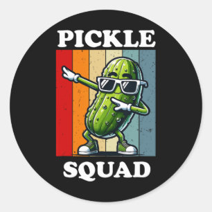 Retro Dabbing Pickle Dancing Cucumber Pickle Squad Runt Klistermärke